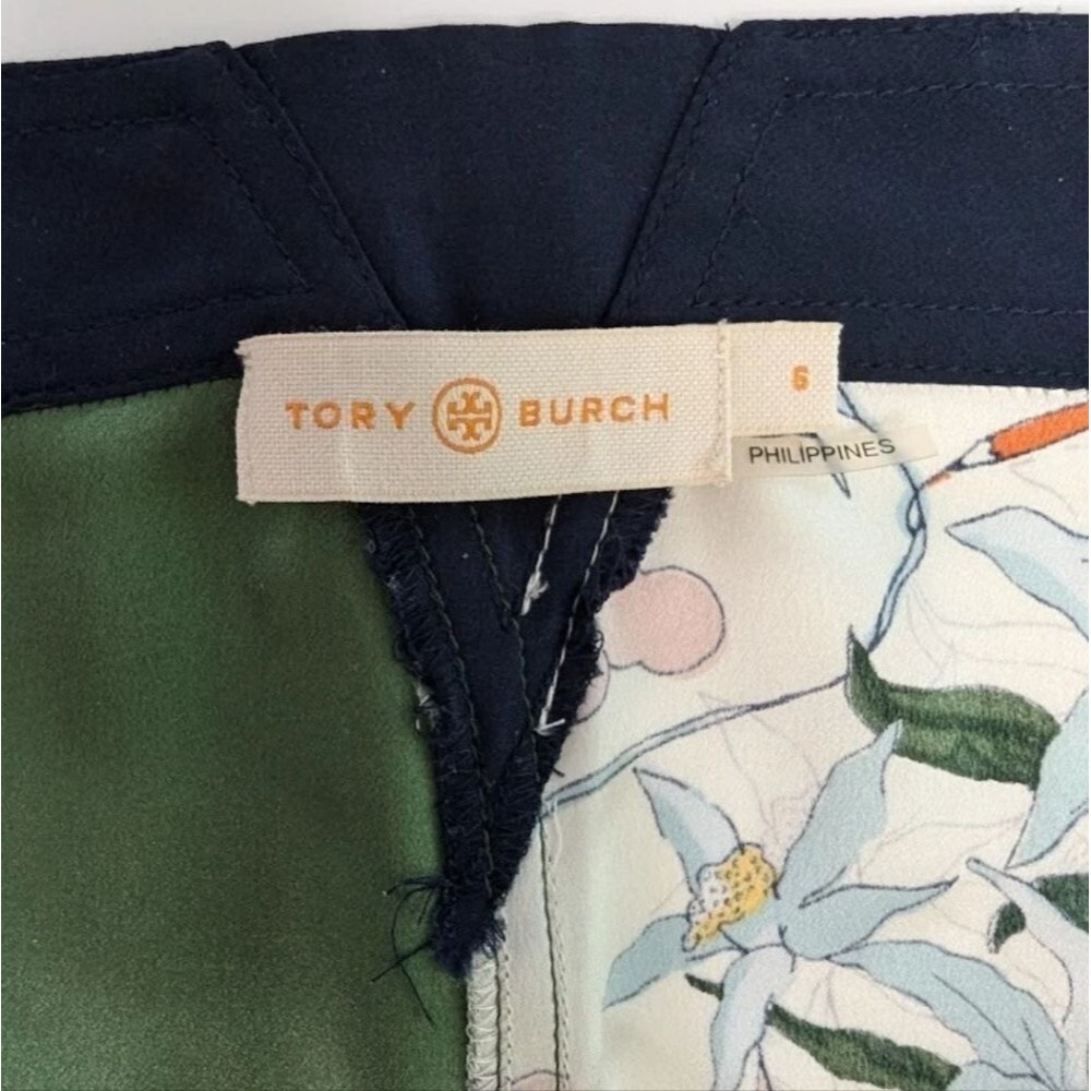 Tory Burch 100% Silk Floral Wide-Leg Cargo Patchwork Trousers Pants Size 6 - Picture 10 of 16